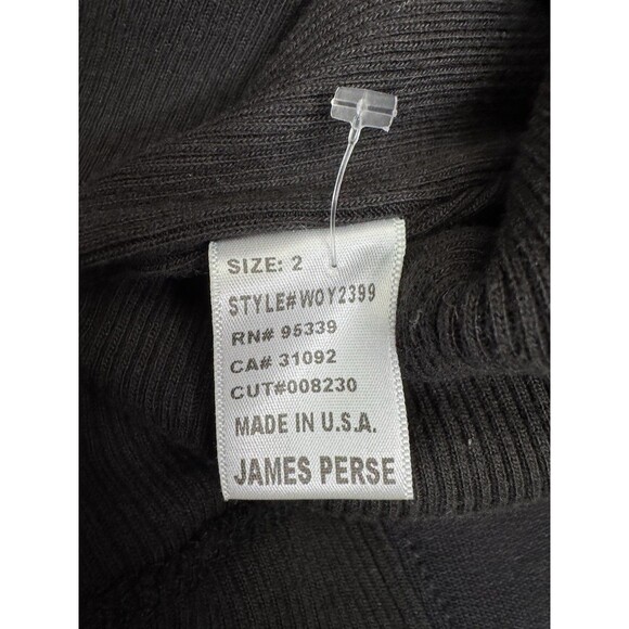 James Perse Double Breasted Cotton Pea Coat Jacket Size 2 USA Wool Blend Black - Picture 13 of 16